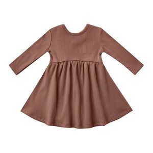 Quincy Mae Ribbed Tan Kids Dress